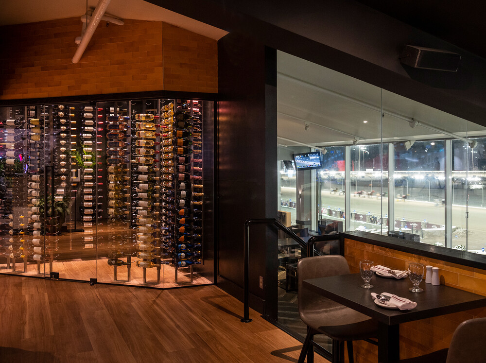 Wine rack at an upscale Italian restaurant