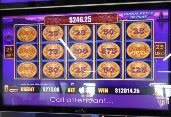 Casino jackpot winner on slot machine at Rideau Carleton