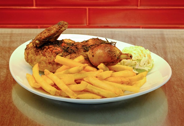 chicken and fries at Mr. Lucky's