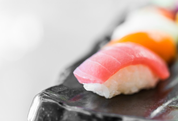 up close image of sushi